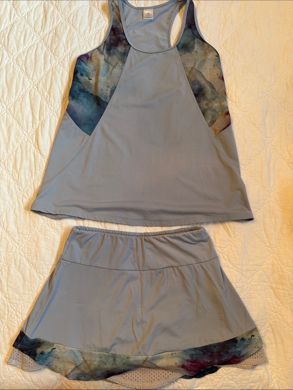 Blue Fish Light Gray/Blue Athletic Top with Subtle Stitching and Skort